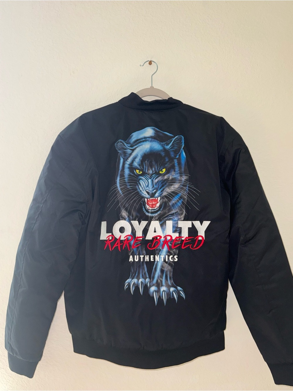 Authentics RARE breed Bomber Jacket with Blue Panther Graphic